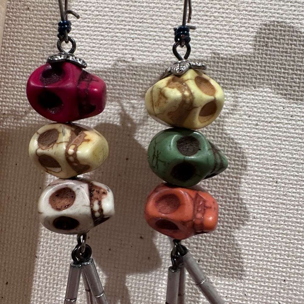 Colorful Skull Bead Earrings